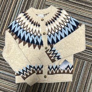 Lucky Brand Knit Sweater in Cream and Brown